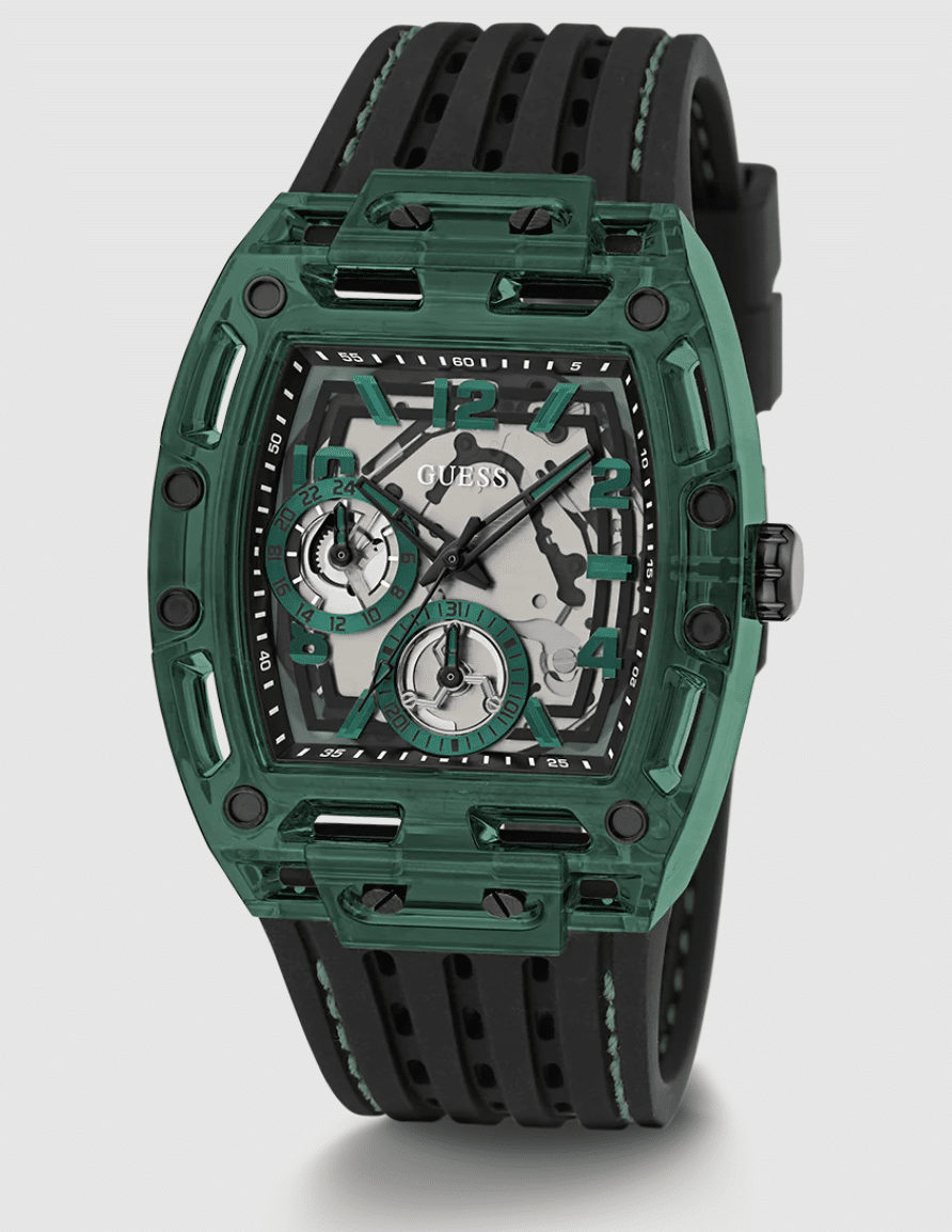 Montre Guess Unisexe - Bracelet Cuir Vert, Mouvement Quartz, Neuf Avec étiquettes